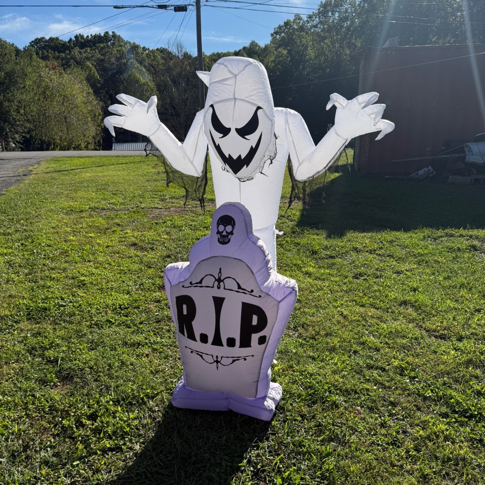 Gemmy Halloween Airblown Inflatable 5ft Ghost Graveyard Scene RIP ShortCircuit